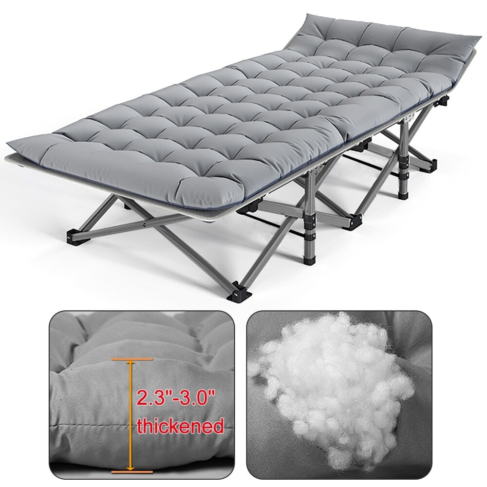 Folding Camping Cot Adjustable Position Bed for Heavy Duty Camping, Pool, Beach