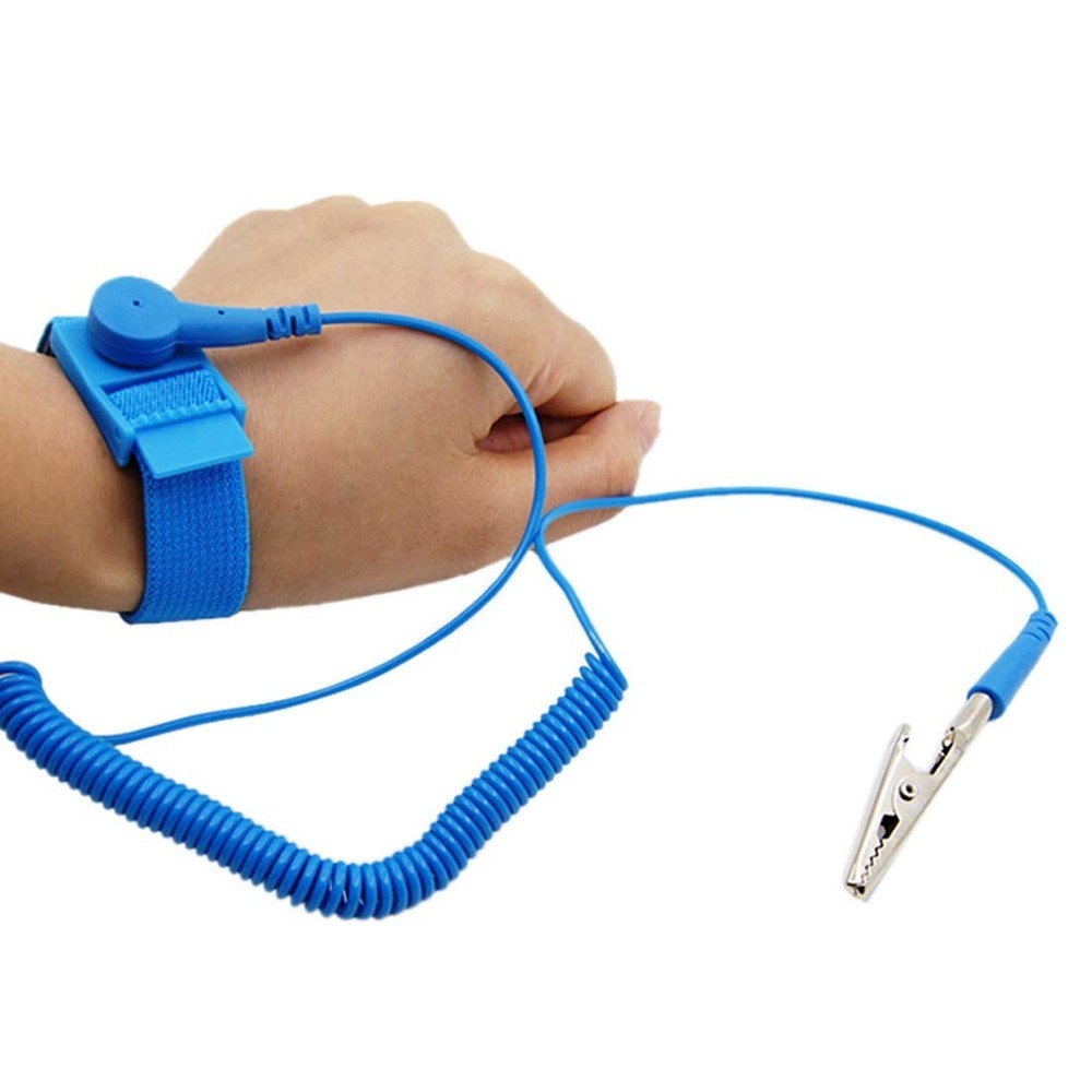 Blue Adjustable Antistatic Wrist Strap - Essential for Electronics Professionals