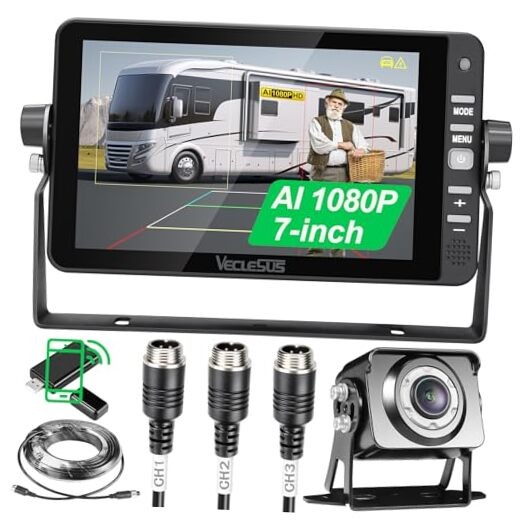 Backup AI Camera for Trucks,VAS Wire Reversing AI Camera VAS System black