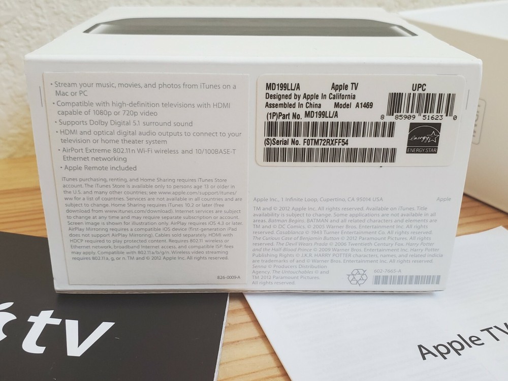AppleTV 3rd Generation BOX ONLY MD199LL/A A1469 Replacement Box Storage Gift EUC