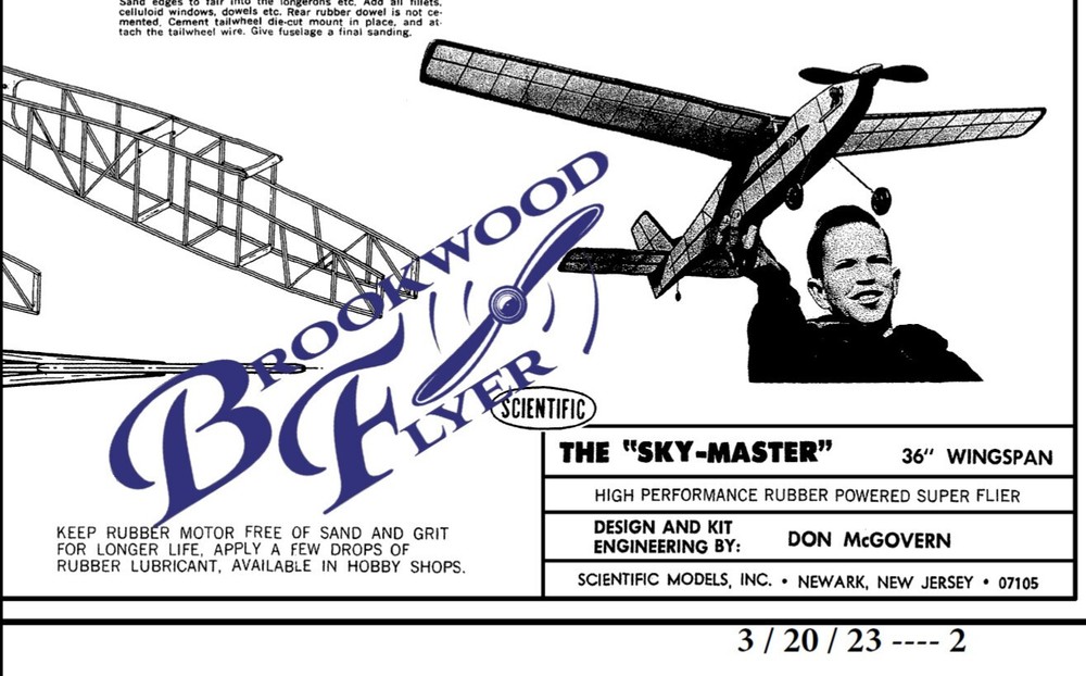 Scientific SKY MASTER PLAN + PARTS PATTERNS Enlarged to 48" FFModel Airplane