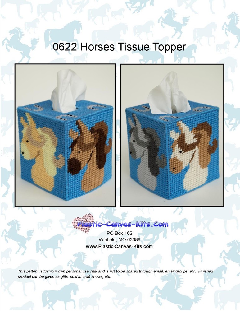 Horses Tissue Topper-Plastic Canvas Pattern or Kit