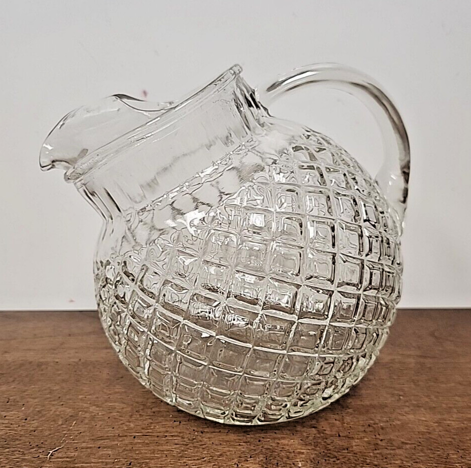 WATERFORD WAFFLE ANCHOR HOCKING ICE LIP TILT PITCHER - SMOOTH HANDLE