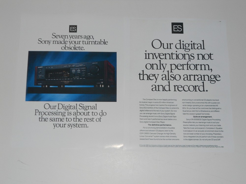 Sony ES Ad, 1990 TA-E1000esd Digital Preamp 2 pages, Article