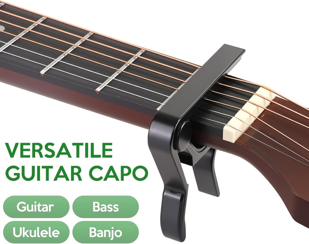 Clip-On Guitar Capo for Easy Key Changes, Compatible with Multiple Instruments