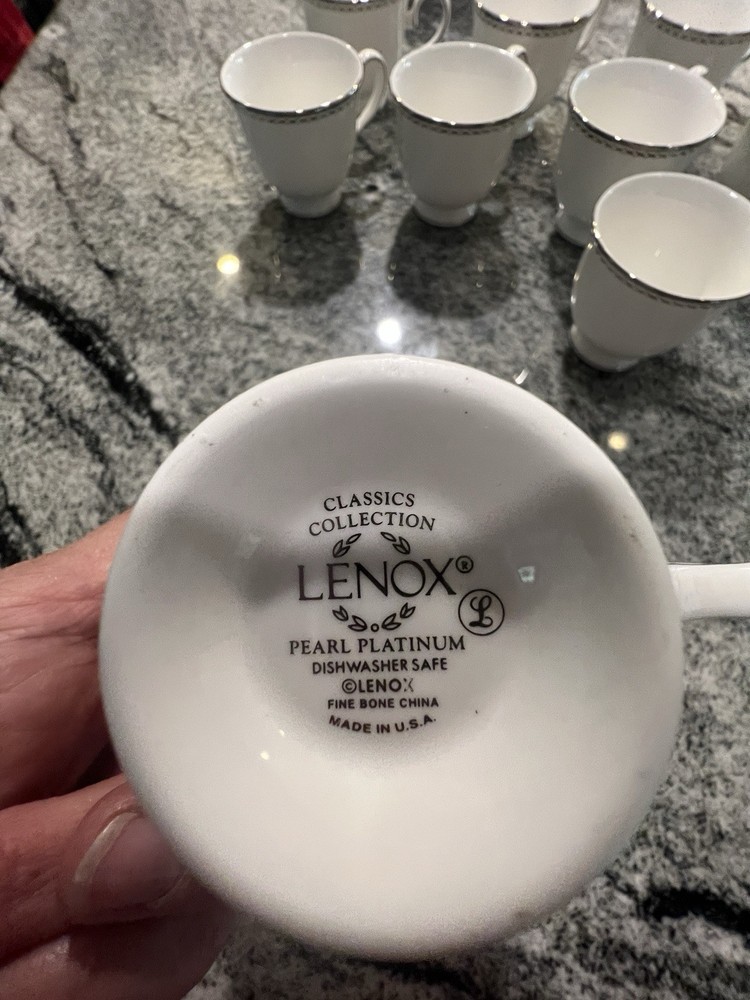 Lenox Pearl Platinum Tea/Coffe Cups