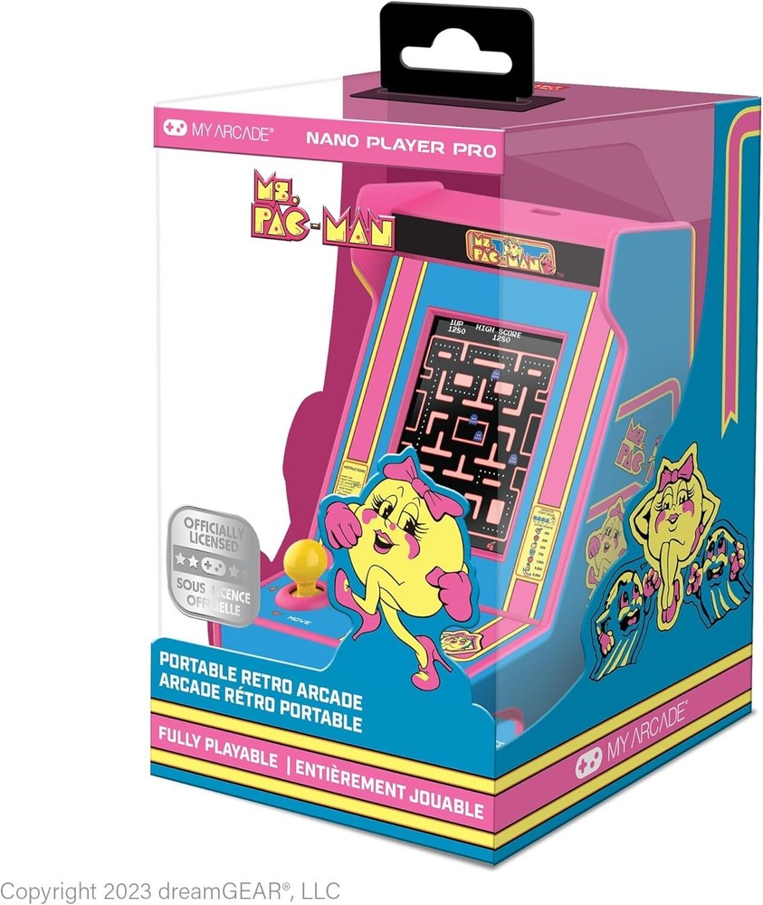 Compact Ms. Pac-Man Arcade Machine - 2.4" Screen & Built-in Speaker for Gamers