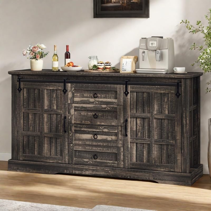 59" Sideboard Cabinet, Farmhouse Buffet Cabinet with Storage, Kitchen