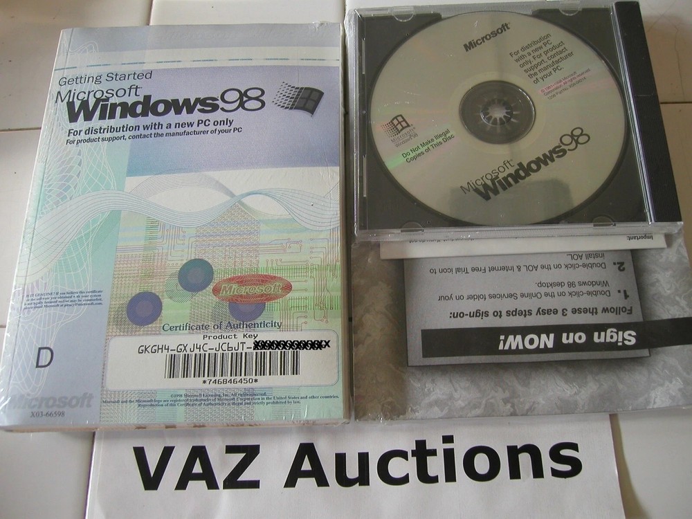 MICROSOFT WINDOWS 98 FULL VERSION OPERATING SYSTEM MS WIN =BRAND NEW SEALED=