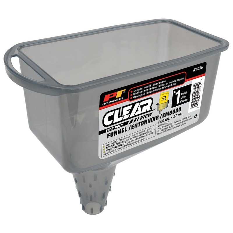 Performance Tool W4055 Funnel; Clear View�; Rectangular; Easy Hold; Ridged Spout