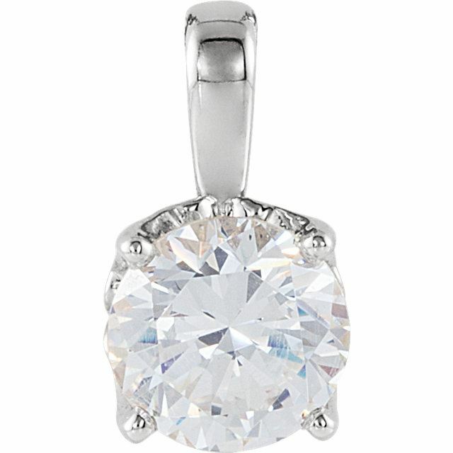 Sterling Silver Round Cut Solitaire Pendant Setting - Lace Scroll Style Pendant