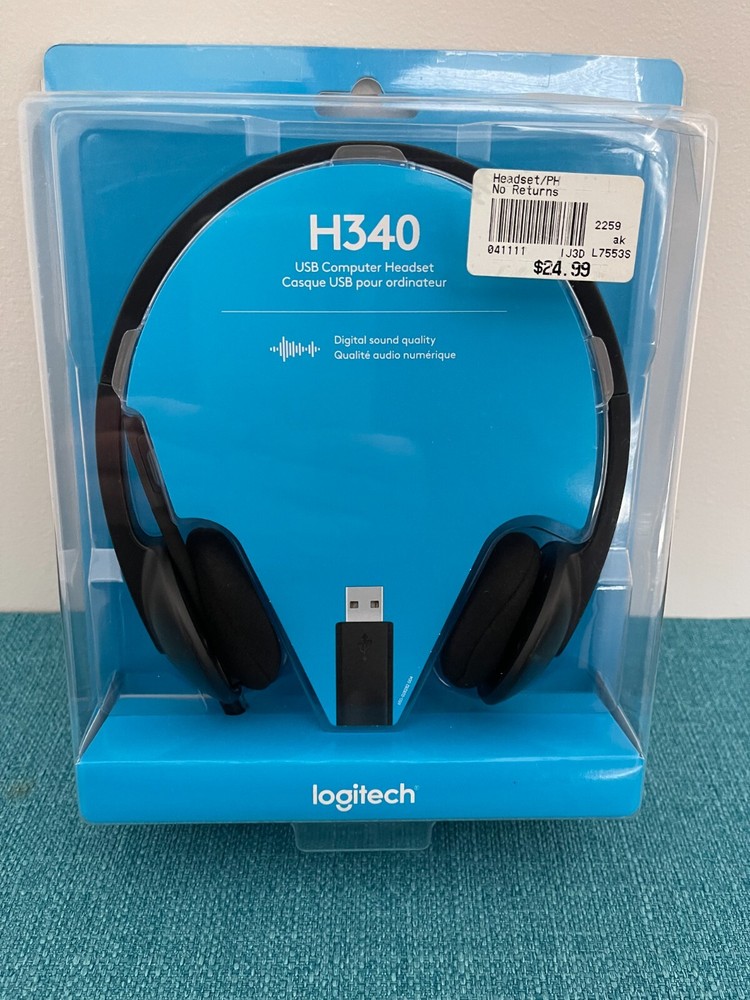 Logitech H340 USB Computer PC Headset Noise Canceling Microphone NEW IN BOX