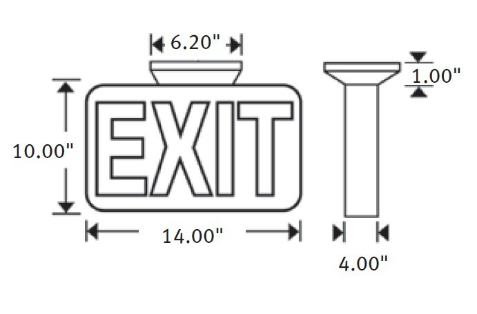 Mule Lighting Pinnacle Series Wet Location, Vandal Resistant Led Exit Sign