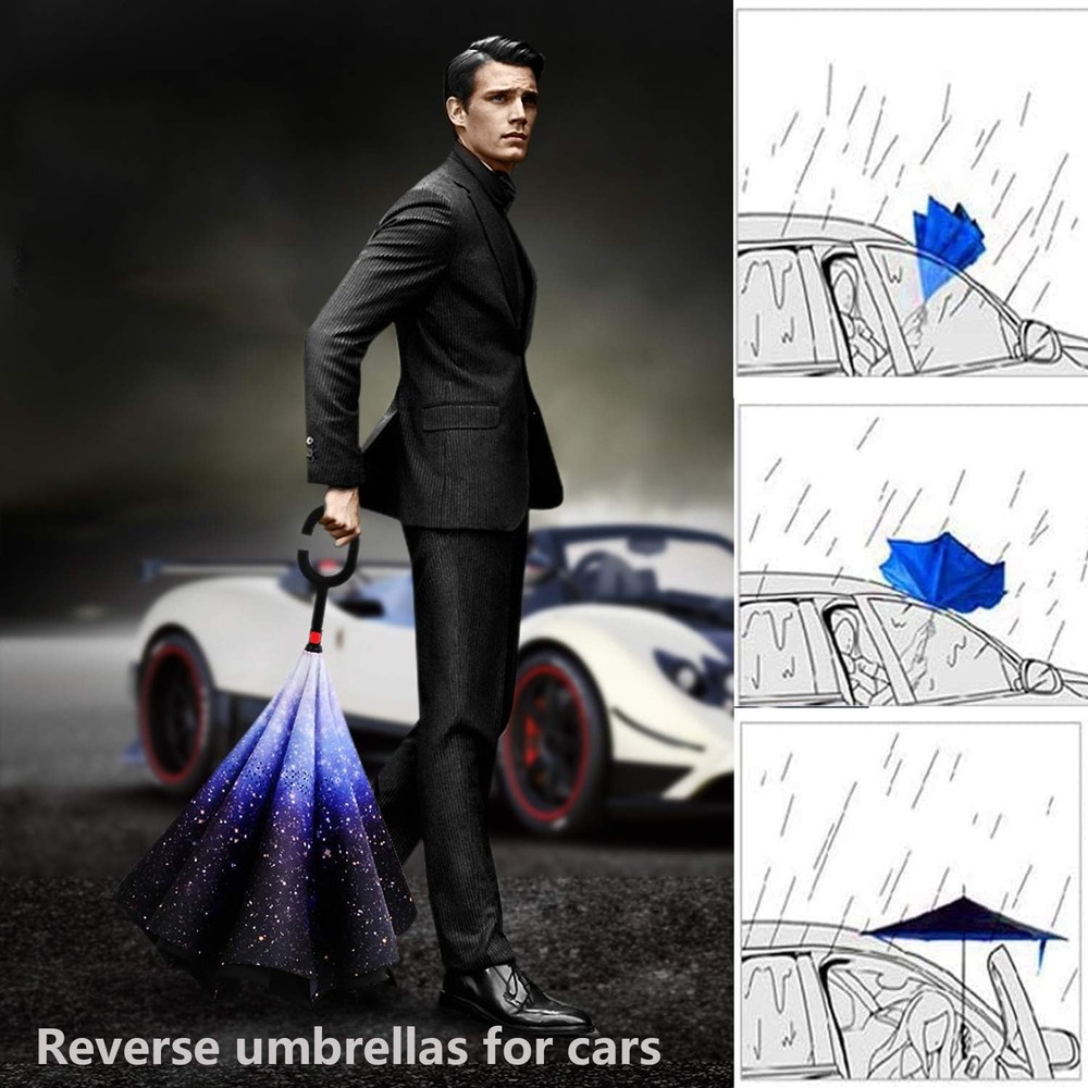 49/56 Inch Inverted Reverse Upside Down Umbrella Extra Large Double Canopy