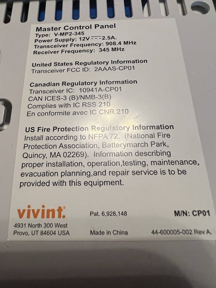Preowned Vivent Security Panel, Outdoor Security Camera, Doorbell Camera,