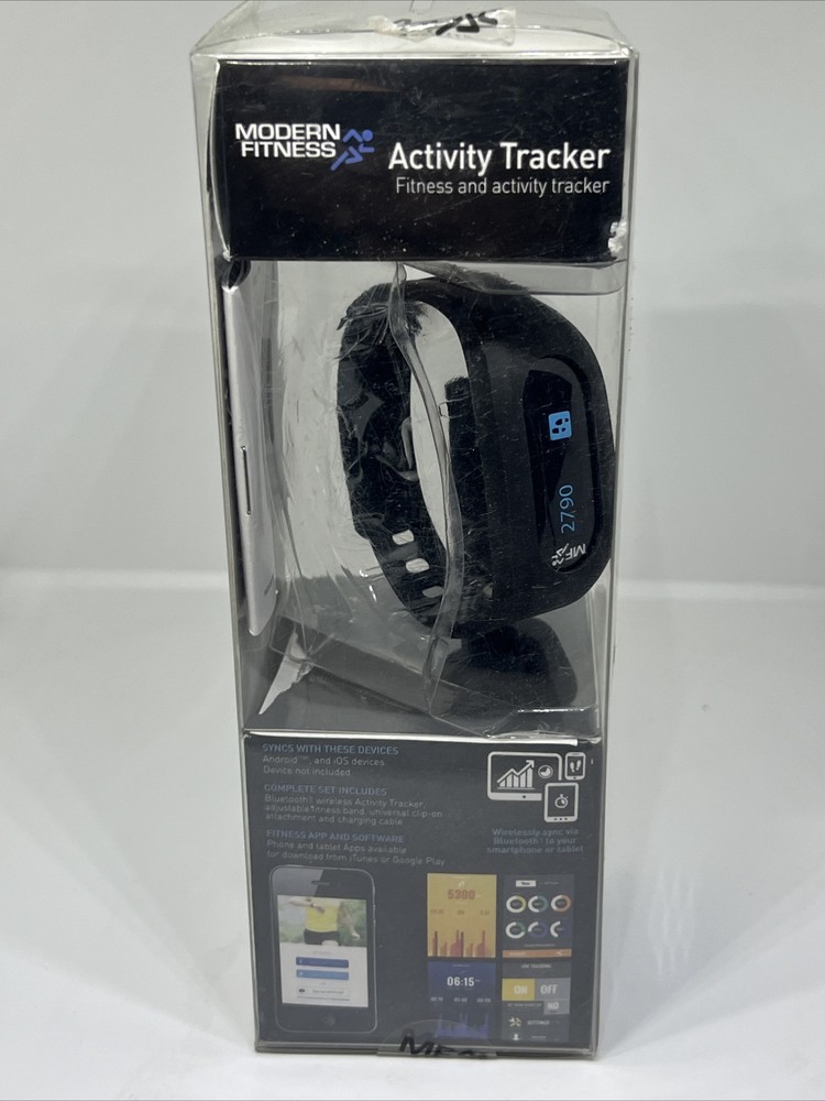 Modern Fitness Bluetooth Activity Tracker Black Open Box New Never Used!