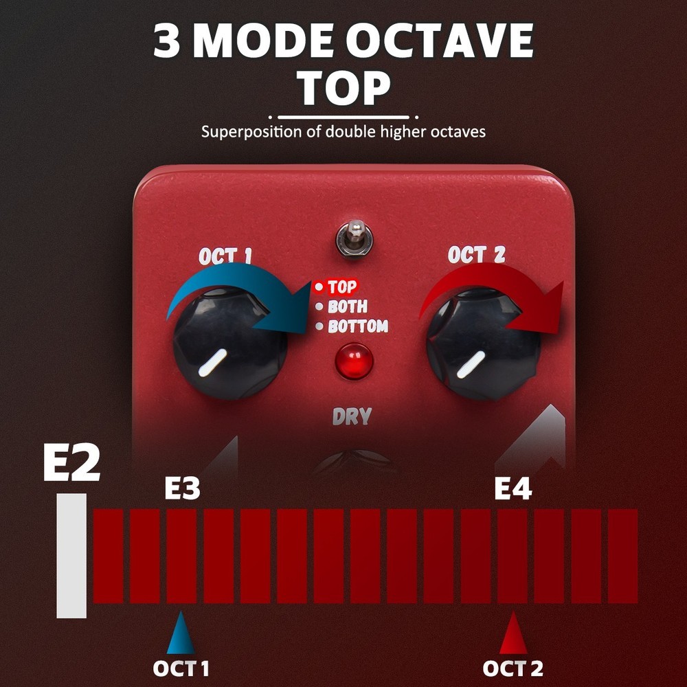 STRICH Polyphonic Octave Guitar Effects Pedal 3 Modes True Bypass Mini Design