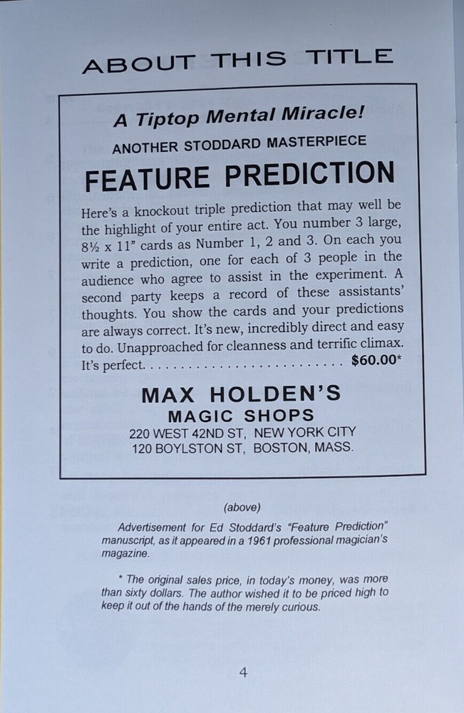Feature Prediction by Ed Stoddard : A stage or platform triple prediction!