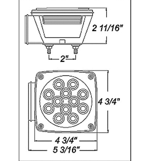 Optronics STL-9RB Left Hand 7-Function Universal LED Taillight with Illuminator