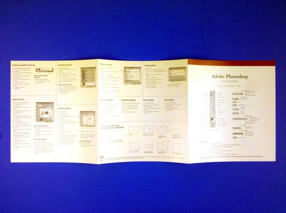 Adobe Photoshop 5.0 Manual Manuals User Guide Reference Card Book Windows Mac 5