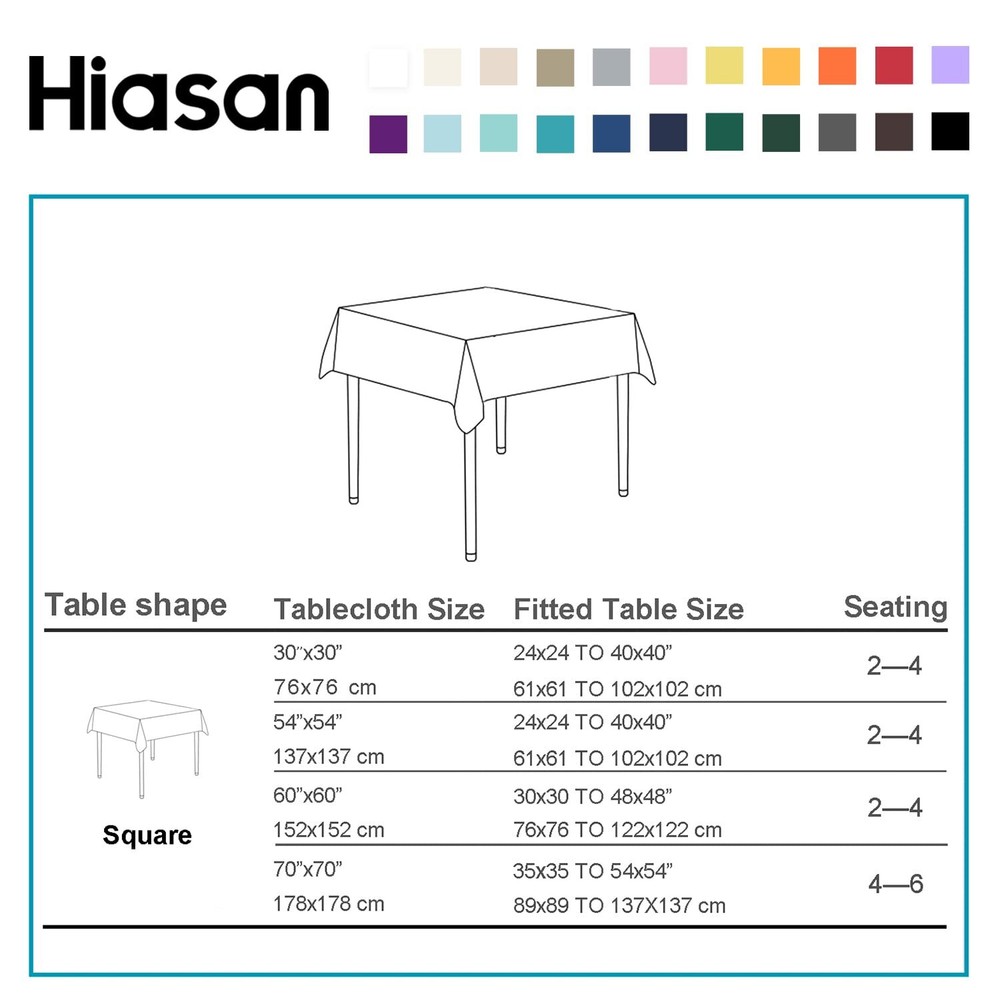 Black Small Square Tablecloth 40x40" Spillproof Washable Dining Room Kitchen