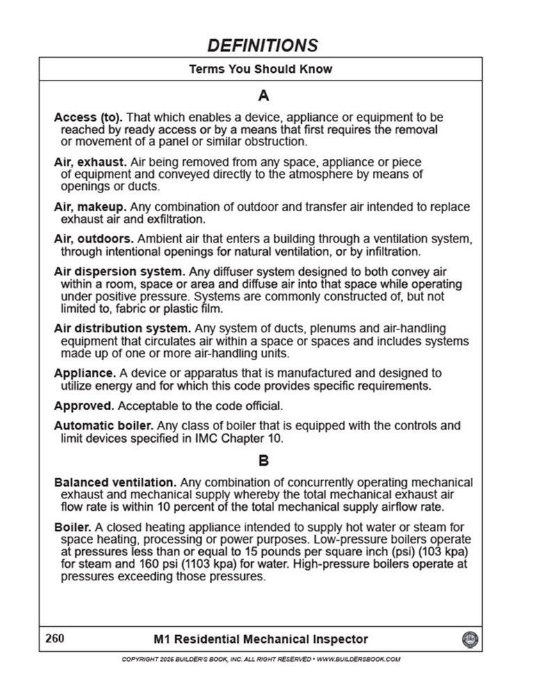 M1 Residential Mechanical Inspector QuickPass Study Guide Based On 2024 IRC