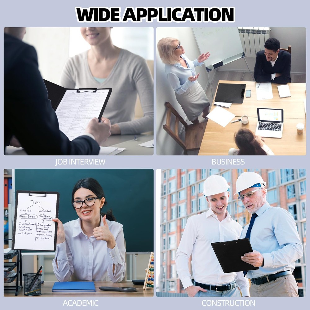 FRETONBA Clipboard Folder, 2 Pcs A4 Foldable with Horizontal Black