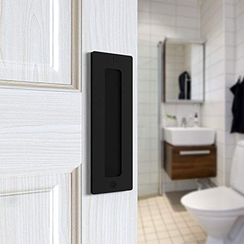 7” Barn Door Handle Finger Pull Set (2 Packs) | Heavy Duty Modern Simple Black