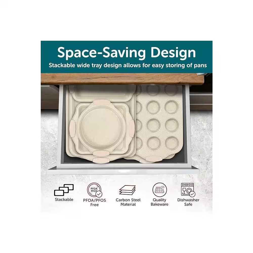 8-Piece Bakeware Set-White Marble