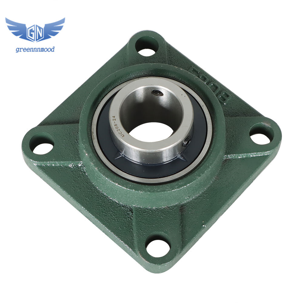 2 Pack UCF208-24 Pillow Block Flange Bearing 1-1/2" Bore 4 Bolt Solid Base