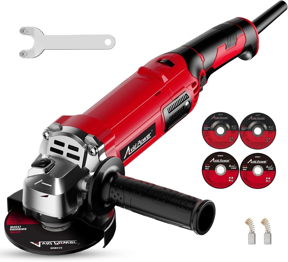 Electric 4-1/2" Angle Grinder 1000W with Adjustable Speed & Paddle Switch