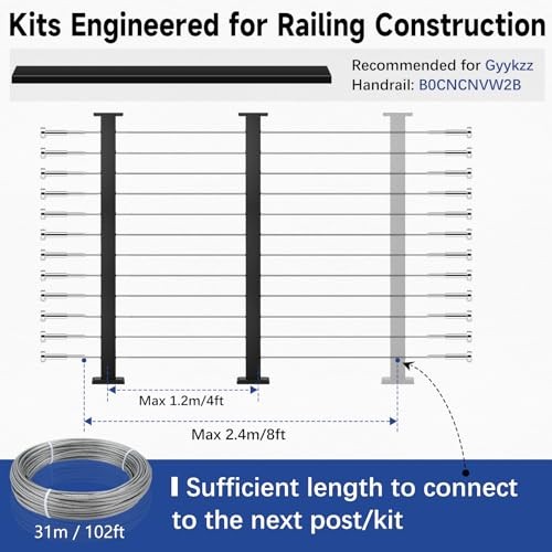 2 Pack One-Stop Cable Railing Post Kits Fixed Top 42" 1 2x Level Post Kits