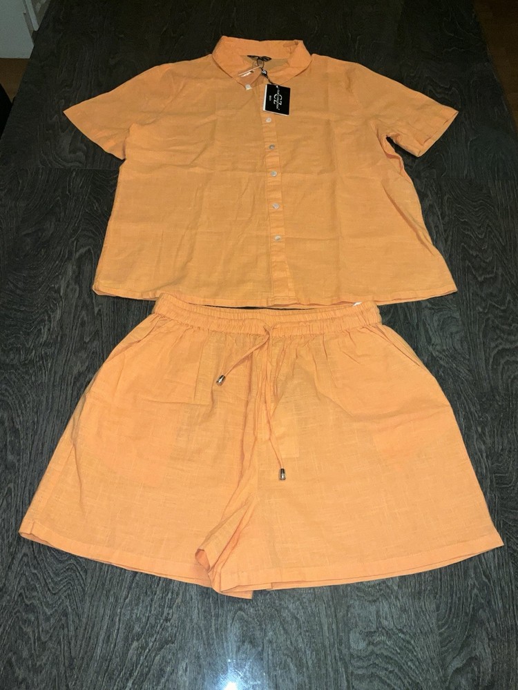 Orange Two Piece Short Co-Ord Set
