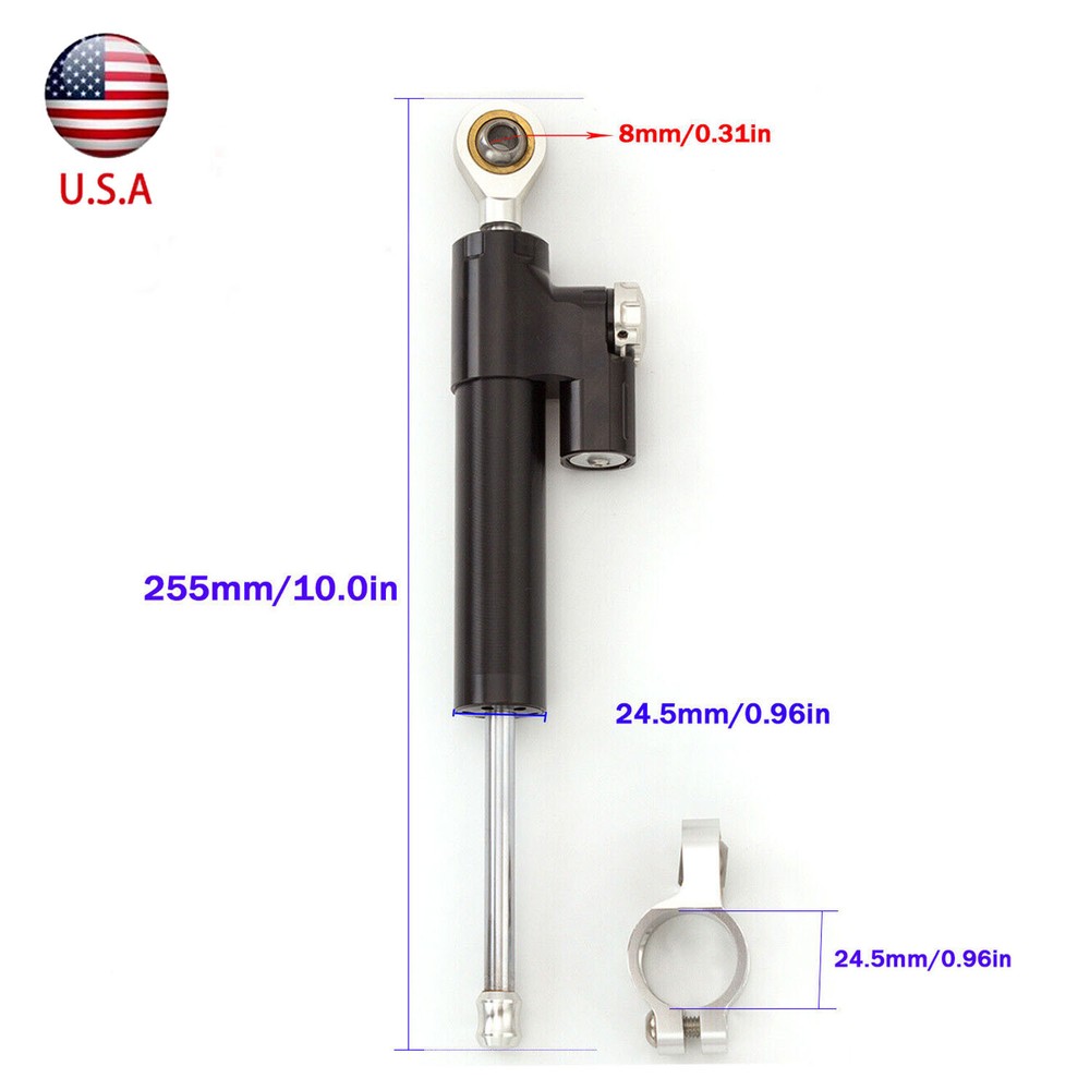 Motorcycle Universal Adjustable Steering Damper Stabilizer Safety Black & Silver