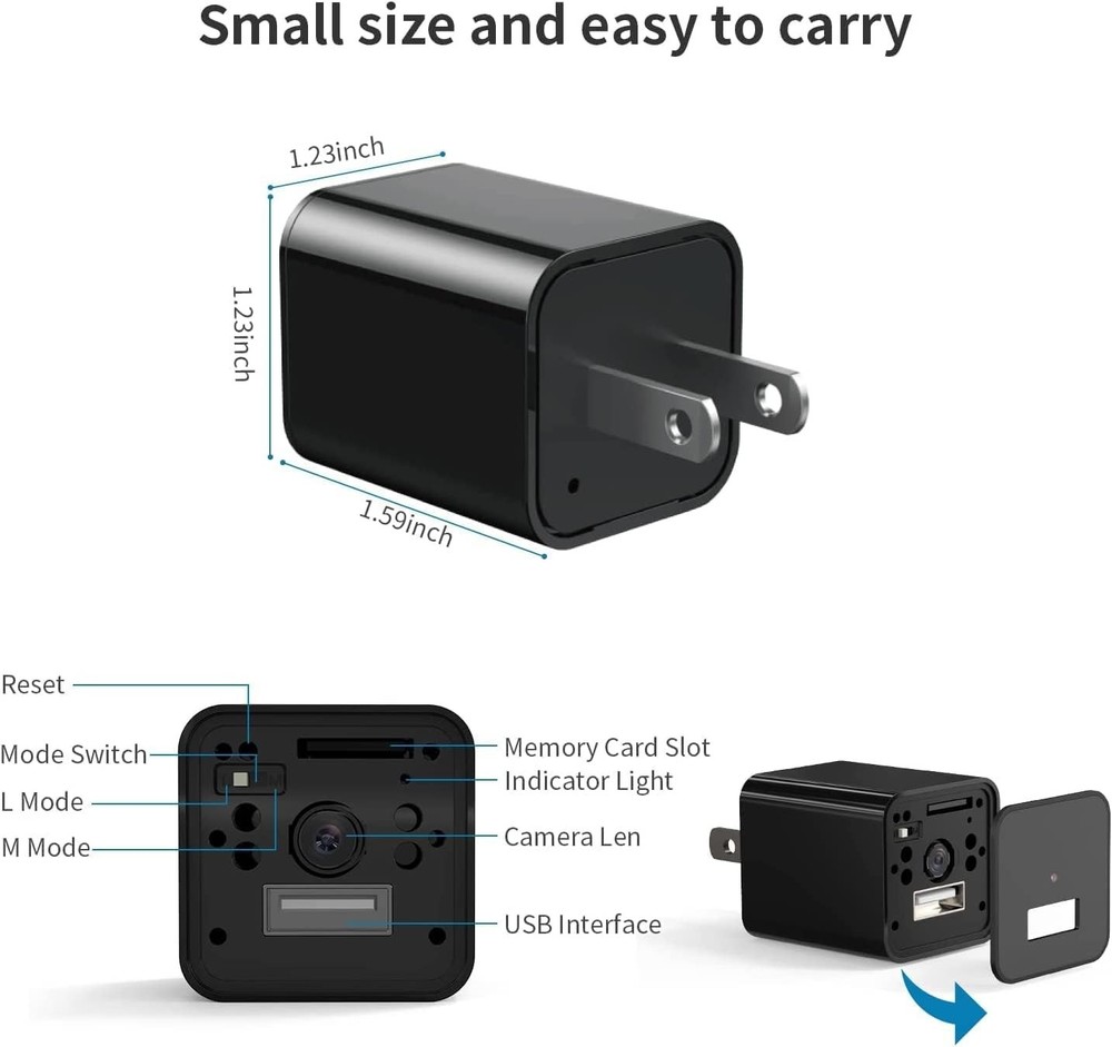 No Audio Charger Camera - Video-Only 1080P Small Camera with Motion Detection...