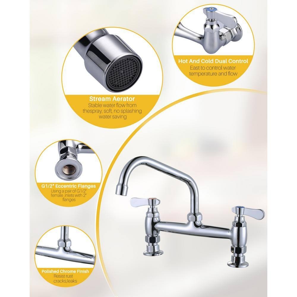 Multi-functional Double-Handle Deck Mounted Commercial Standard Kitchen Faucet