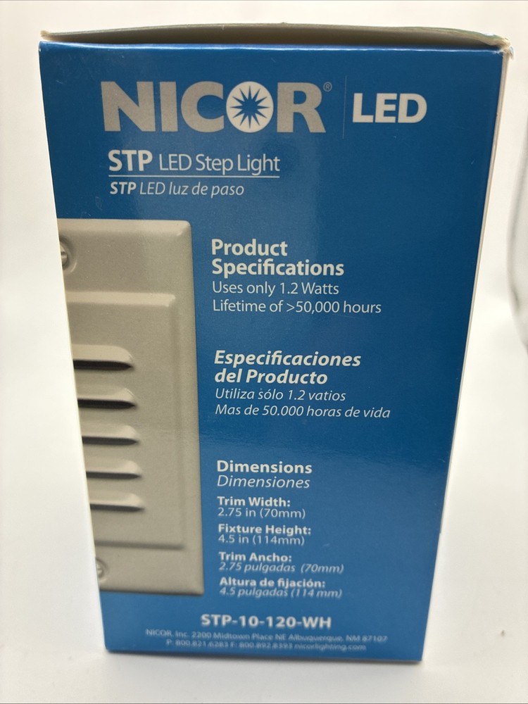 NICOR Lighting LED Step Light with Vertical and Horizontal Faceplates in White