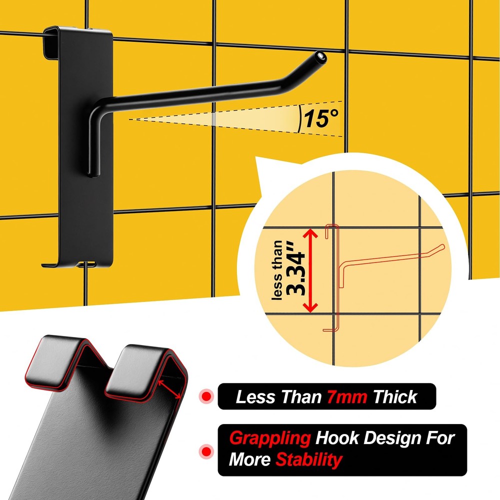Gridwall Hooks 2/4/6 Inch 60 Pack Grid Wall Hooks Grid Panel Hooks and Hanger...