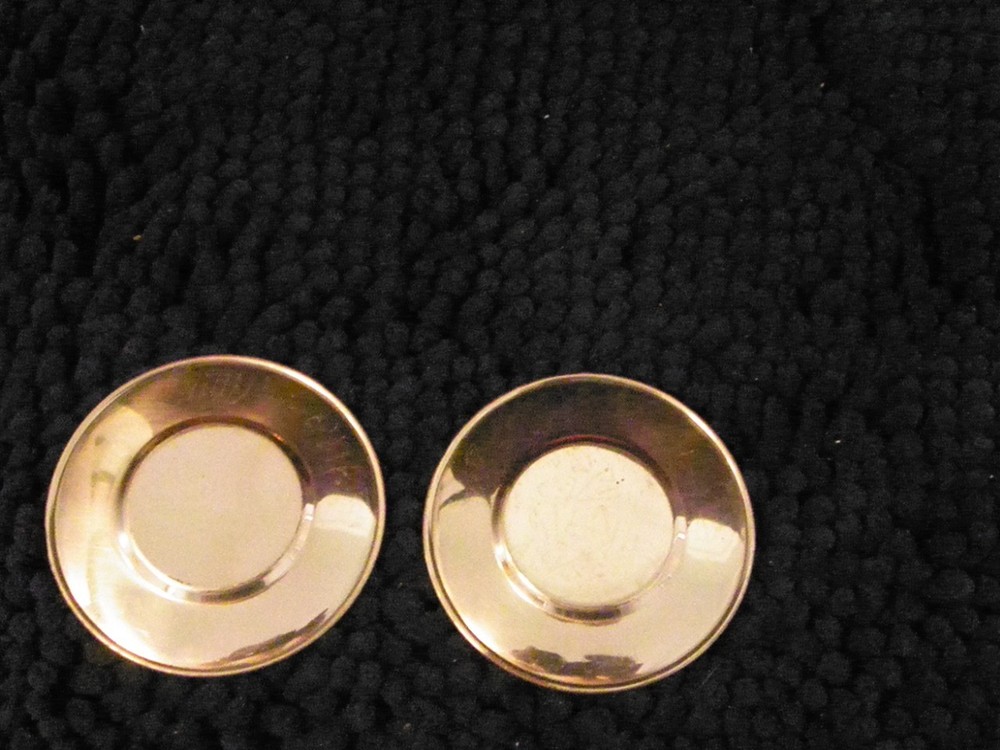 Pair of copper small plates, dishes or coasters