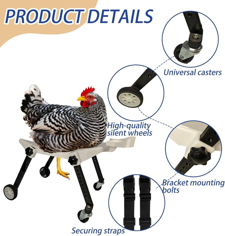 Medium-Scale Pet Chicken Wheelchair Adjustable Mobility Aid Cart
