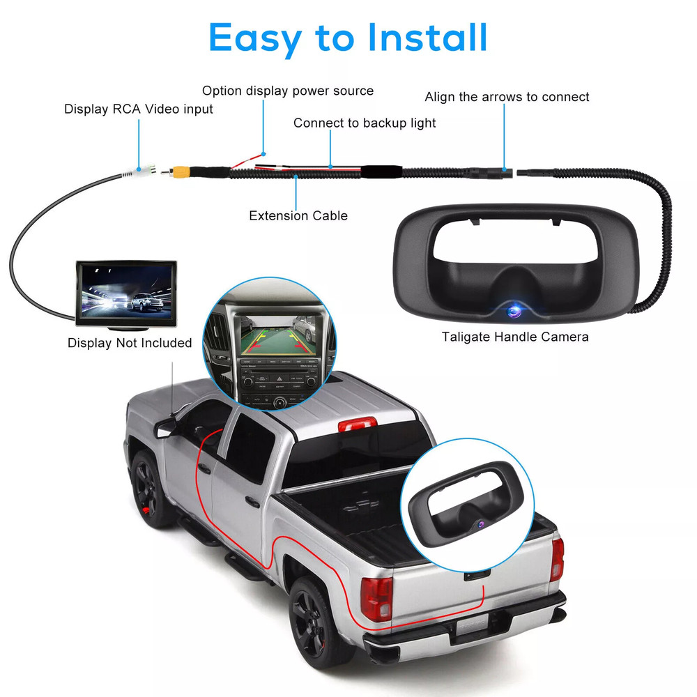 For Chevrolet Silverado/GMC Sierra (99-06) Black Tailgate Handle Backup Camera