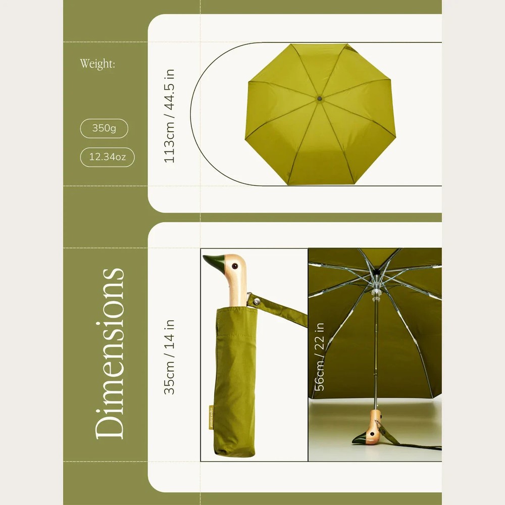 Original Duckhead -Olive Eco-Friendly Compact Duck Umbrella- NWT!