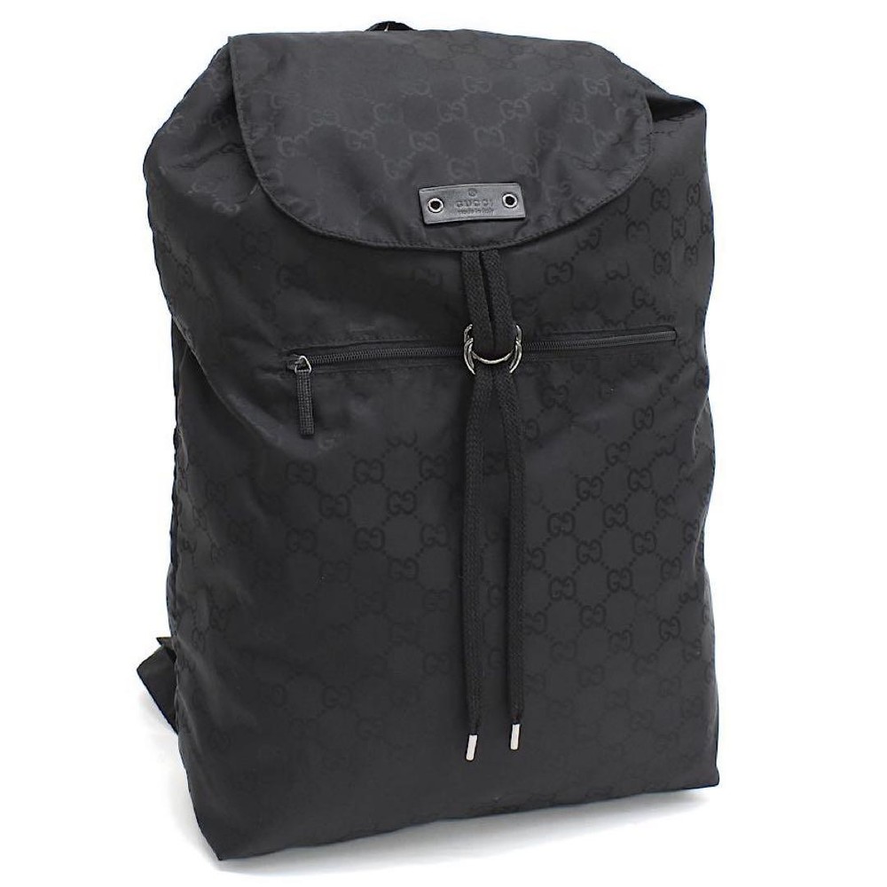 Gucci GG Patterned Nylon Backpack Day Pack Black GC0426145