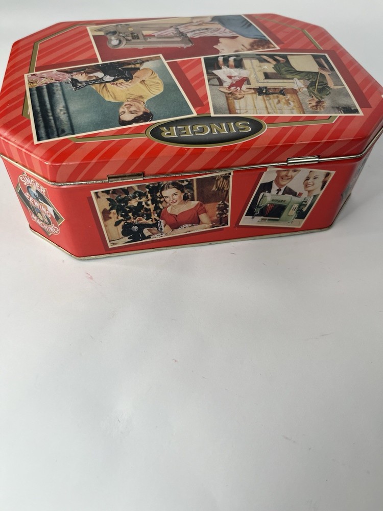 Vintage Singer Sewing Machine Advertisement Tin Box