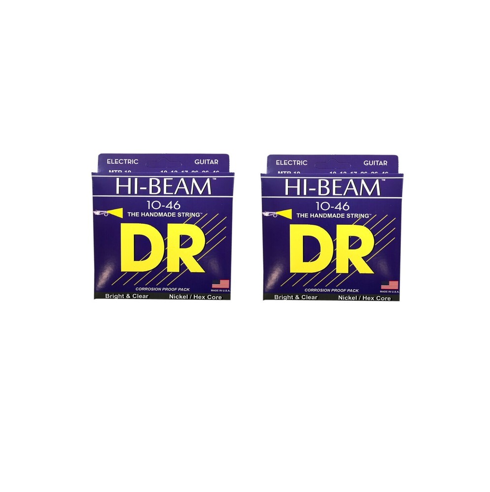 DR Guitar Strings 2 Sets Electric High Beam 10-46 Nickel Plated Hex Core Medium