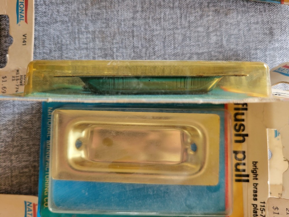 Brass Plated Flush Pulls, 2 3/4" long, Set of 5