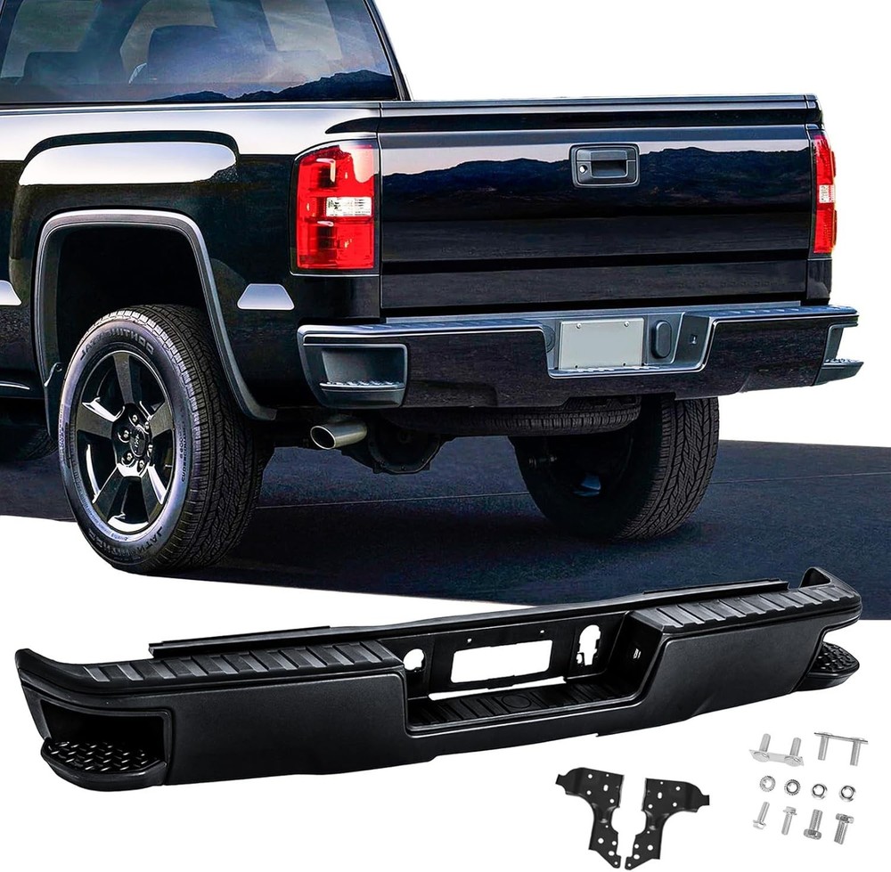 Rear Step Bumper Compatible with 2015 2016 2017 2018 Chevy Silverado/GMC Sierra