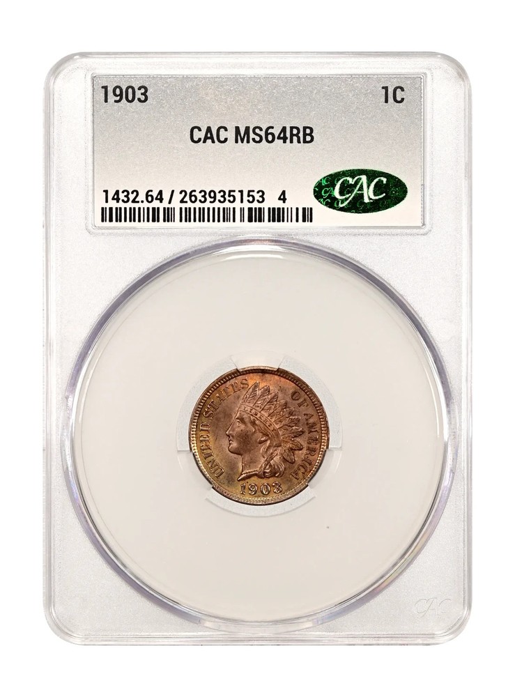 1903 Indian Head Cent - CAC MS64RB