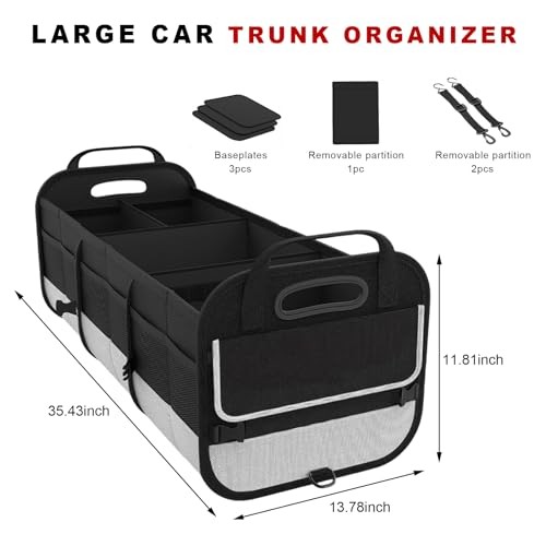 Car Trunk Organizer, Large Capacity Collapsible Cargo Organizer Black & Gray