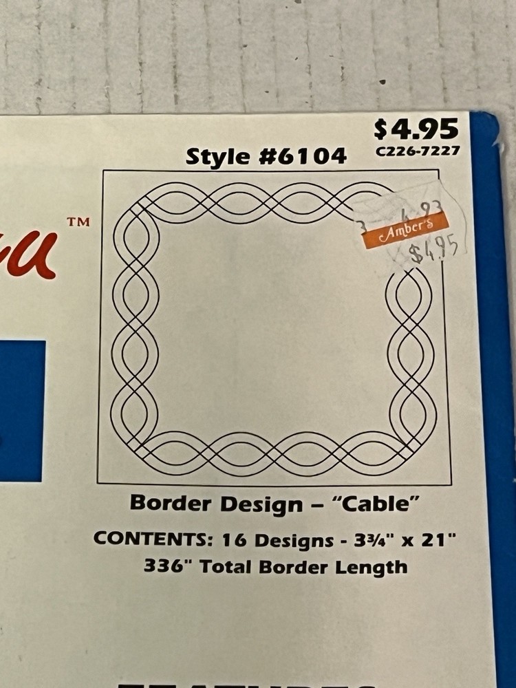 EZ Quilting Stitch-Thru Cable 6104 Cut Pattern